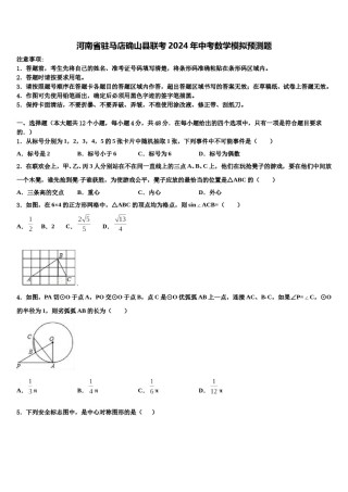 河南省驻马店确山县联考2024年中考数学模拟预测题含解析.doc