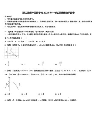 浙江温州外国语学校2024年中考试题猜想数学试卷含解析.doc