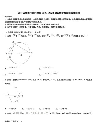 浙江省丽水市第四中学2023-2024学年中考数学模拟预测题含解析.doc