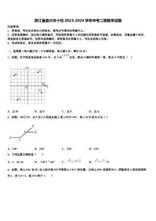 浙江省嘉兴市十校2023-2024学年中考二模数学试题含解析.doc