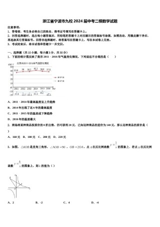 浙江省宁波市九校2024届中考二模数学试题含解析.doc