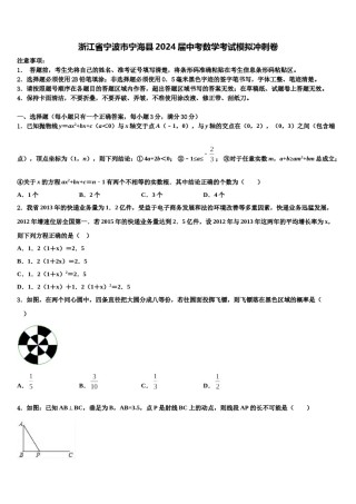 浙江省宁波市宁海县2024届中考数学考试模拟冲刺卷含解析.doc