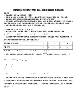 浙江省桐乡市市级名校2023-2024学年中考数学全真模拟试卷含解析.doc