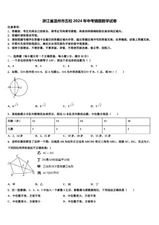 浙江省温州市五校2024年中考猜题数学试卷含解析.doc