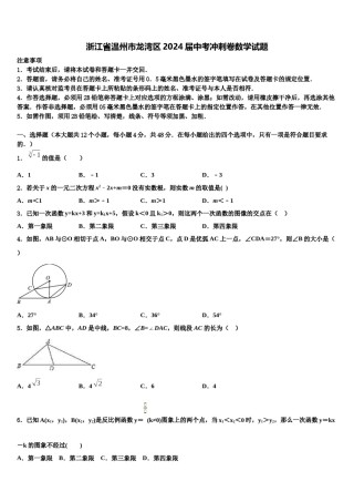 浙江省温州市龙湾区2024届中考冲刺卷数学试题含解析.doc