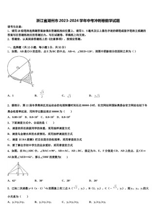 浙江省湖州市2023-2024学年中考冲刺卷数学试题含解析.doc