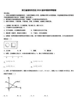 浙江省湖州市五校2024届中考数学押题卷含解析.doc