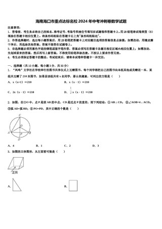 海南海口市重点达标名校2024年中考冲刺卷数学试题含解析.doc