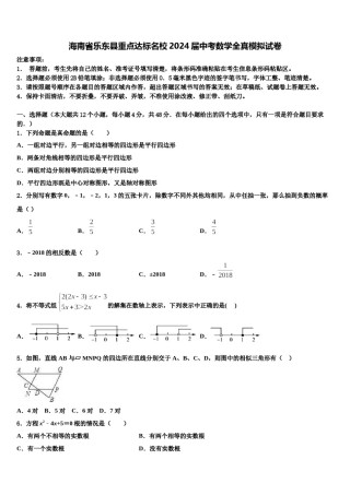 海南省乐东县重点达标名校2024届中考数学全真模拟试卷含解析.doc