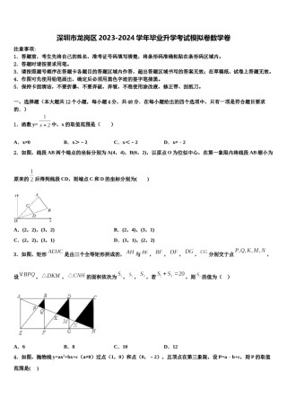 深圳市龙岗区2023-2024学年毕业升学考试模拟卷数学卷含解析.doc