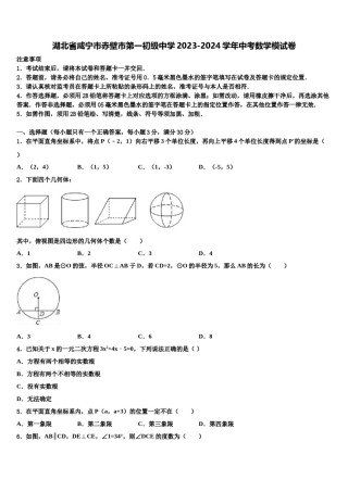 湖北省咸宁市赤壁市第一初级中学2023-2024学年中考数学模试卷含解析.doc