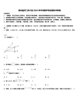 湖北省天门市六校2024年中考数学考试模拟冲刺卷含解析.doc