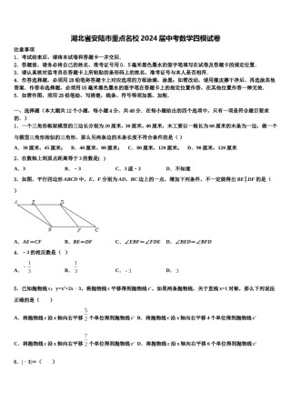 湖北省安陆市重点名校2024届中考数学四模试卷含解析.doc
