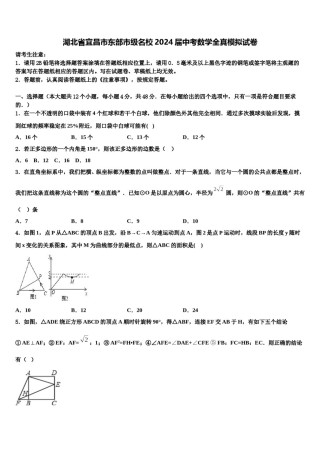 湖北省宜昌市东部市级名校2024届中考数学全真模拟试卷含解析.doc