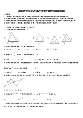 湖北省广水市市马坪镇2024年中考数学全真模拟试卷含解析.doc