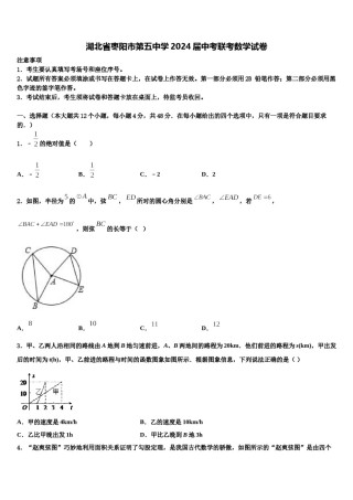 湖北省枣阳市第五中学2024届中考联考数学试卷含解析.doc
