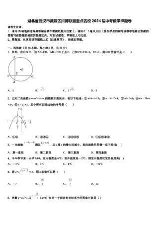 湖北省武汉市武昌区拼搏联盟重点名校2024届中考数学押题卷含解析.doc