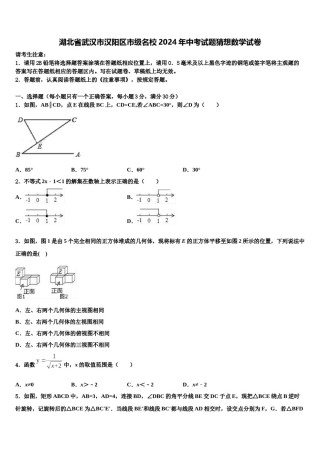湖北省武汉市汉阳区市级名校2024年中考试题猜想数学试卷含解析.doc