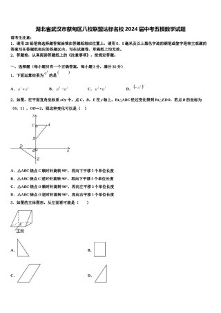 湖北省武汉市蔡甸区八校联盟达标名校2024届中考五模数学试题含解析.doc