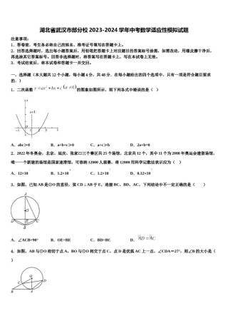 湖北省武汉市部分校2023-2024学年中考数学适应性模拟试题含解析.doc