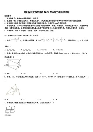 湖北省武汉市部分校2024年中考五模数学试题含解析.doc