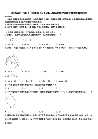 湖北省潜江市积玉口镇中学2023-2024学年初中数学毕业考试模拟冲刺卷含解析.doc