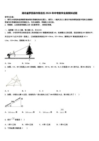 湖北省罗田县市级名校2024年中考数学全真模拟试题含解析.doc
