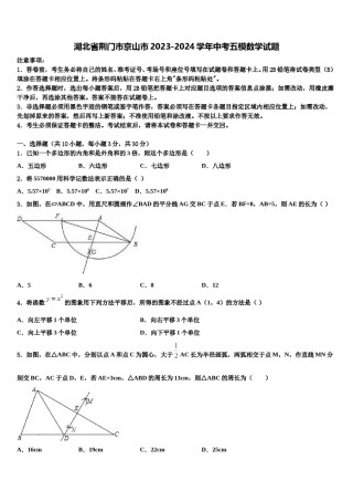 湖北省荆门市京山市2023-2024学年中考五模数学试题含解析.doc