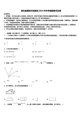 湖北省襄阳市保康县2024年中考猜题数学试卷含解析.doc