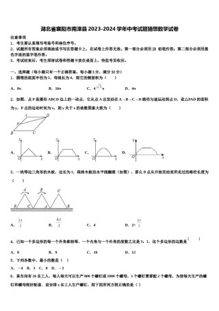湖北省襄阳市南漳县2023-2024学年中考试题猜想数学试卷含解析.doc