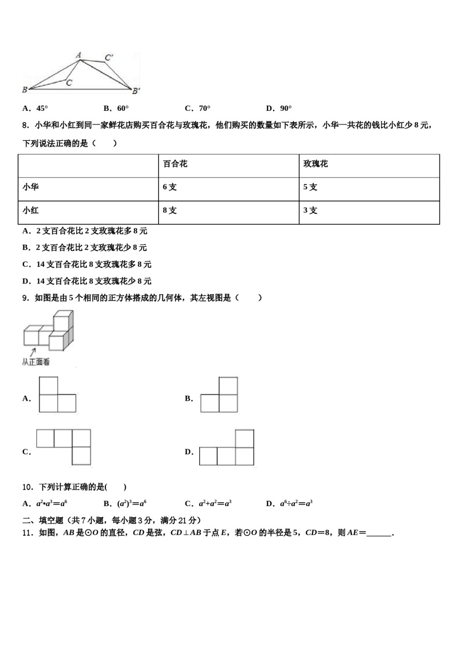 湖北省襄阳市枣阳县重点名校2024年中考一模数学试题含解析.doc_第2页