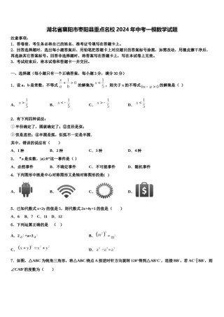 湖北省襄阳市枣阳县重点名校2024年中考一模数学试题含解析.doc
