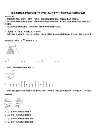 湖北省襄阳市枣阳市蔡阳中学2023-2024学年中考数学对点突破模拟试卷含解析.doc