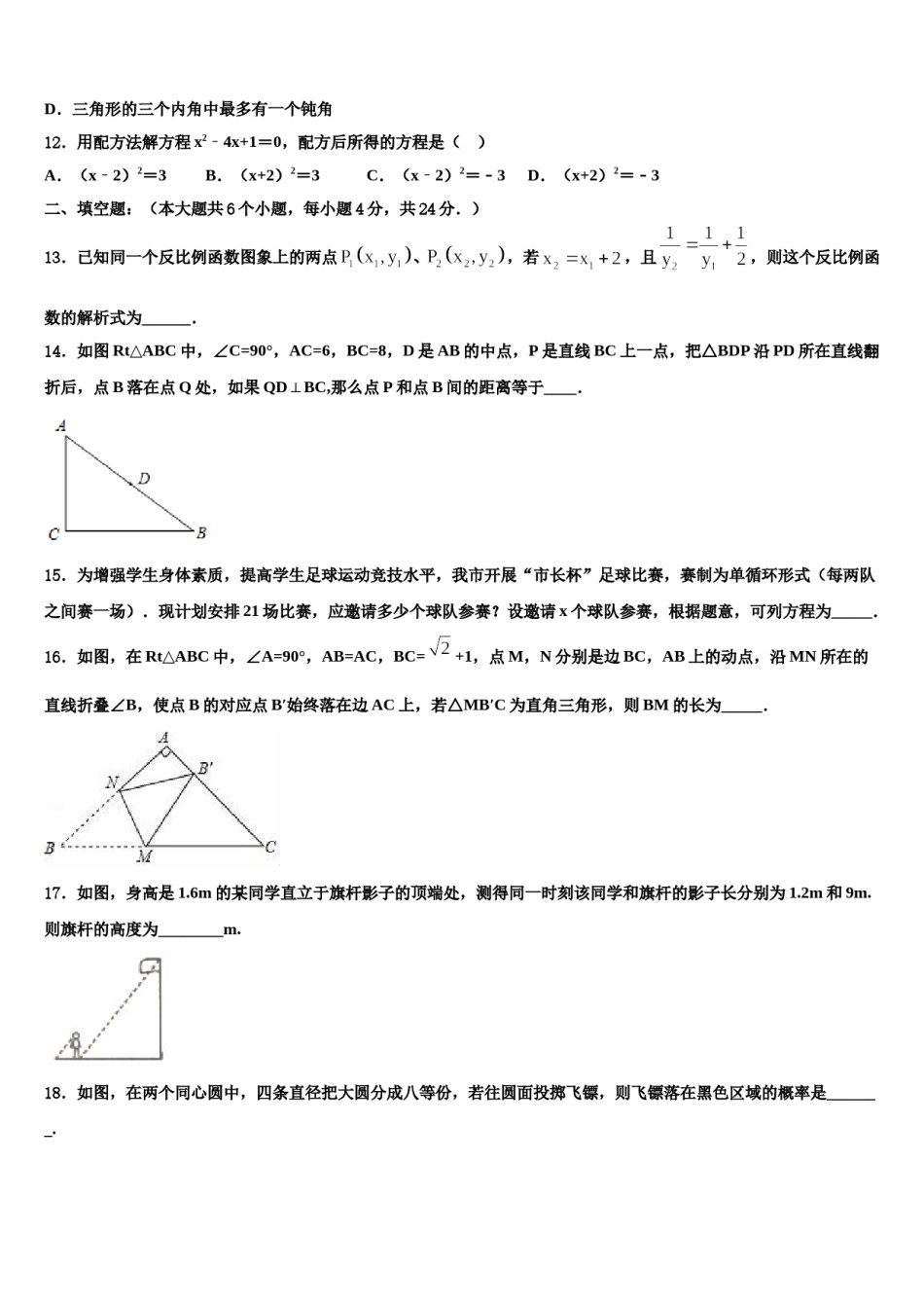 湖北省襄阳市樊城区太平店镇重点中学2024届中考数学考前最后一卷含解析.doc_第3页