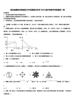 湖北省襄阳市樊城区太平店镇重点中学2024届中考数学考前最后一卷含解析.doc