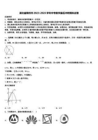 湖北省随州市2023-2024学年中考数学最后冲刺模拟试卷含解析.doc