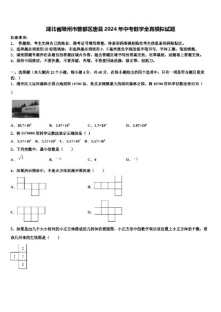 湖北省随州市曾都区唐县2024年中考数学全真模拟试题含解析.doc