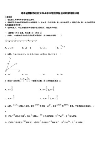 湖北省黄冈市五校2024年中考数学最后冲刺浓缩精华卷含解析.doc