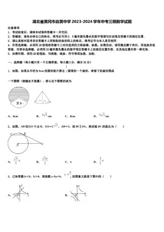 湖北省黄冈市启黄中学2023-2024学年中考三模数学试题含解析.doc