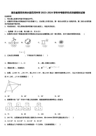 湖北省黄冈市浠水县巴河中学2023-2024学年中考数学对点突破模拟试卷含解析.doc