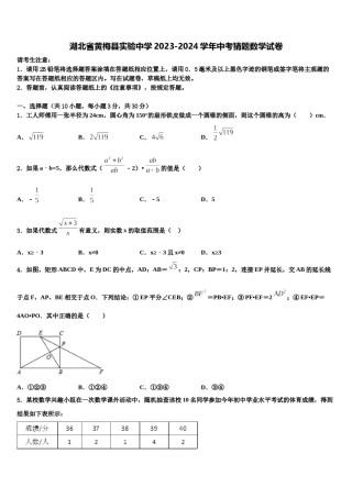 湖北省黄梅县实验中学2023-2024学年中考猜题数学试卷含解析.doc