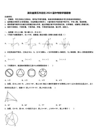 湖北省黄石市名校2024届中考数学猜题卷含解析.doc