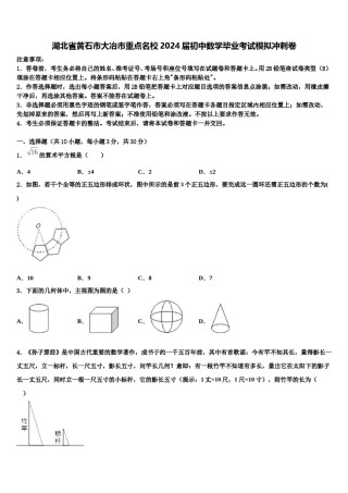 湖北省黄石市大冶市重点名校2024届初中数学毕业考试模拟冲刺卷含解析.doc