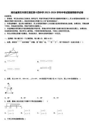 湖北省黄石市黄石港区第十四中学2023-2024学年中考试题猜想数学试卷含解析.doc