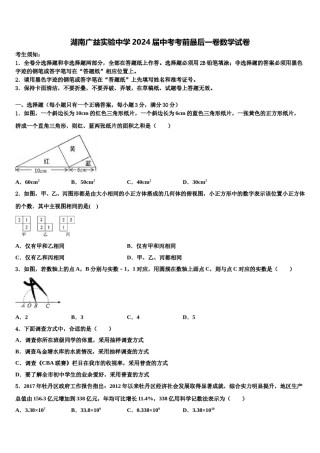 湖南广益实验中学2024届中考考前最后一卷数学试卷含解析.doc