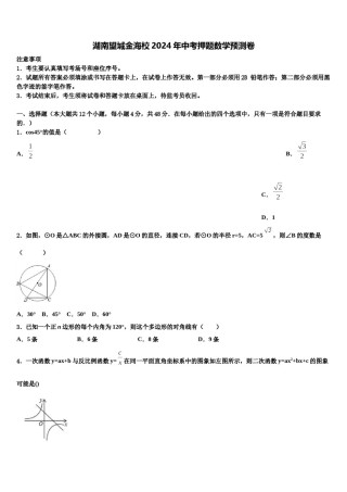 湖南望城金海校2024年中考押题数学预测卷含解析.doc