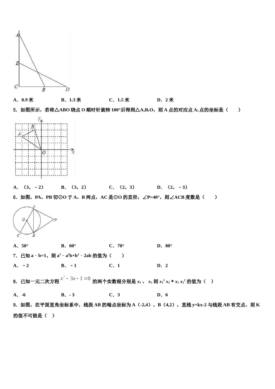 湖南省师大附中2023-2024学年中考猜题数学试卷含解析.doc_第2页