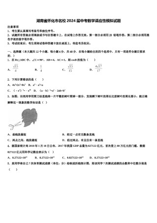 湖南省怀化市名校2024届中考数学适应性模拟试题含解析.doc