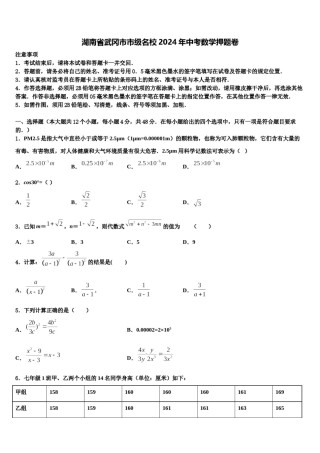 湖南省武冈市市级名校2024年中考数学押题卷含解析.doc