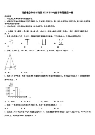湖南省永州市祁阳县2024年中考数学考前最后一卷含解析.doc